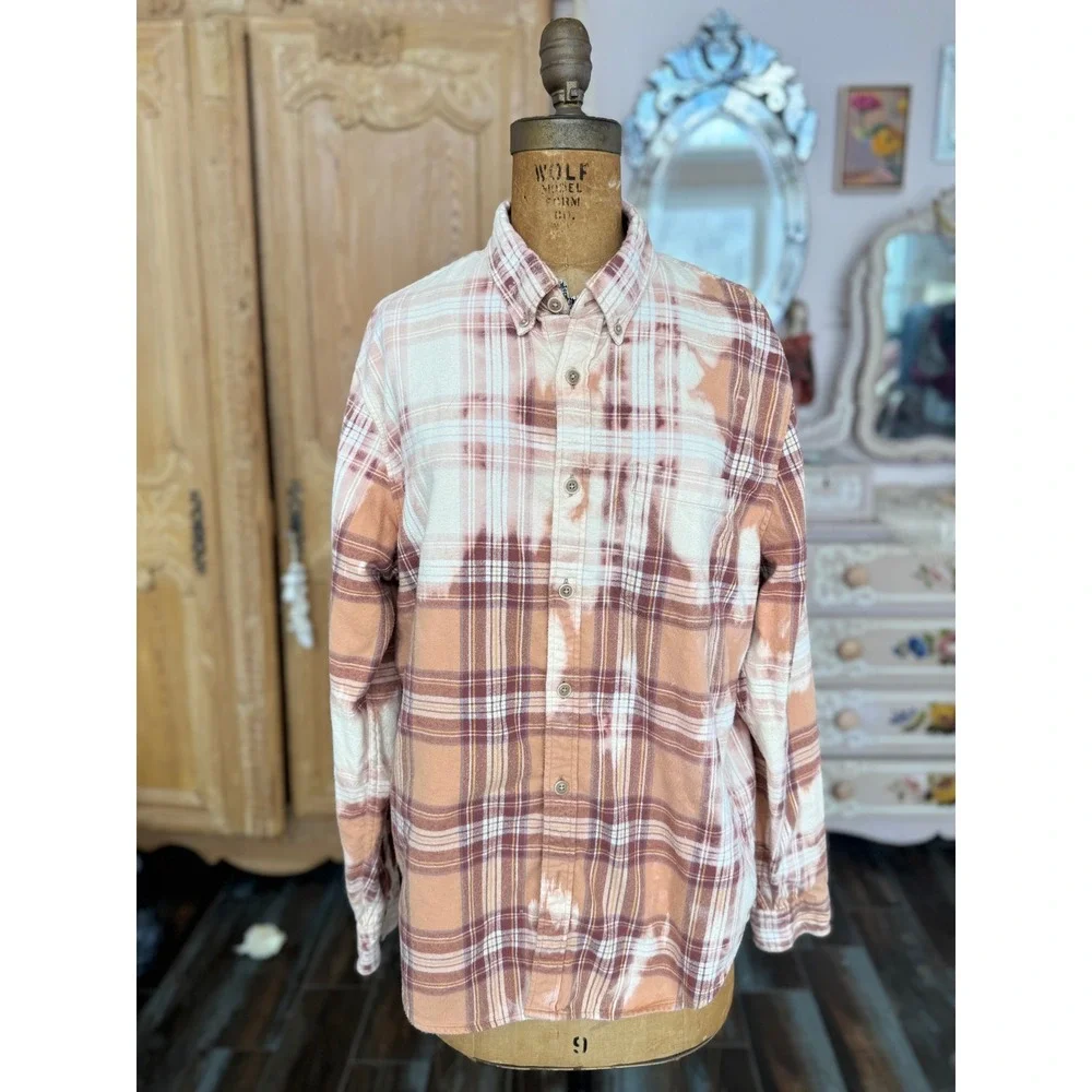 Flannel Skunk Patchwork Shirt Large Cottage core/Festival Style‎